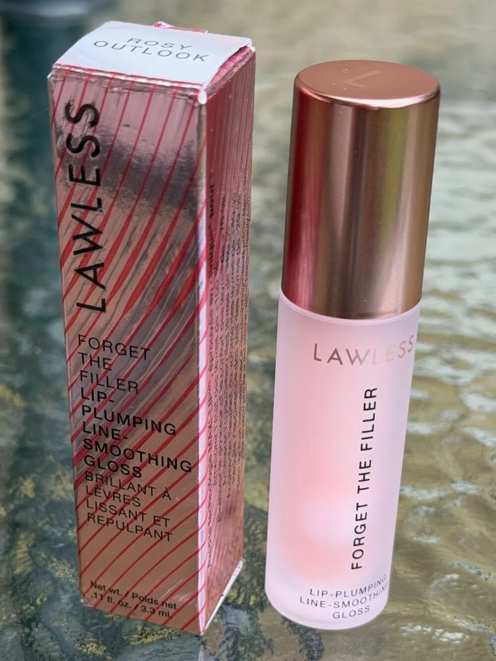 BRAND NEW! LAWLESS Forget The Filler Lip Plumper Smoothing Gloss - Rosy Outlook